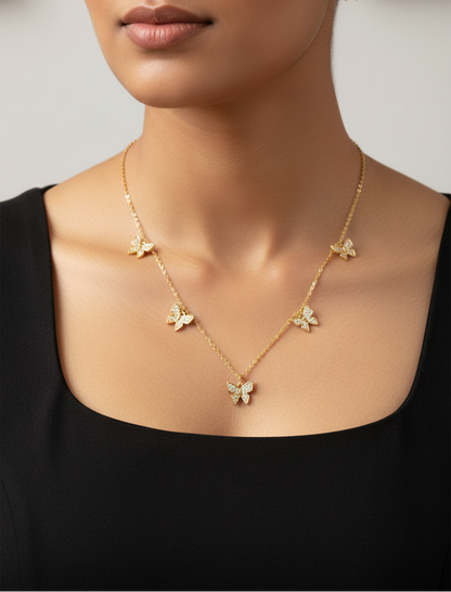 GOLDEN DIAMOND BUTTERFLY EDEN NECKLACE SET
