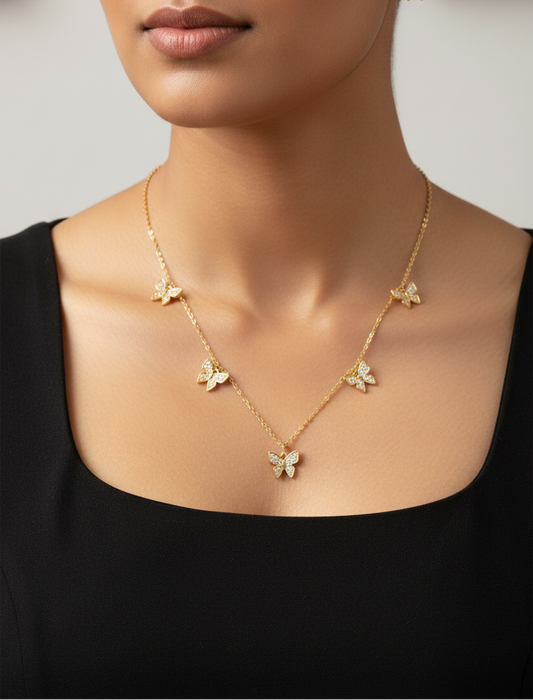 GOLDEN DIAMOND BUTTERFLY EDEN NECKLACE SET