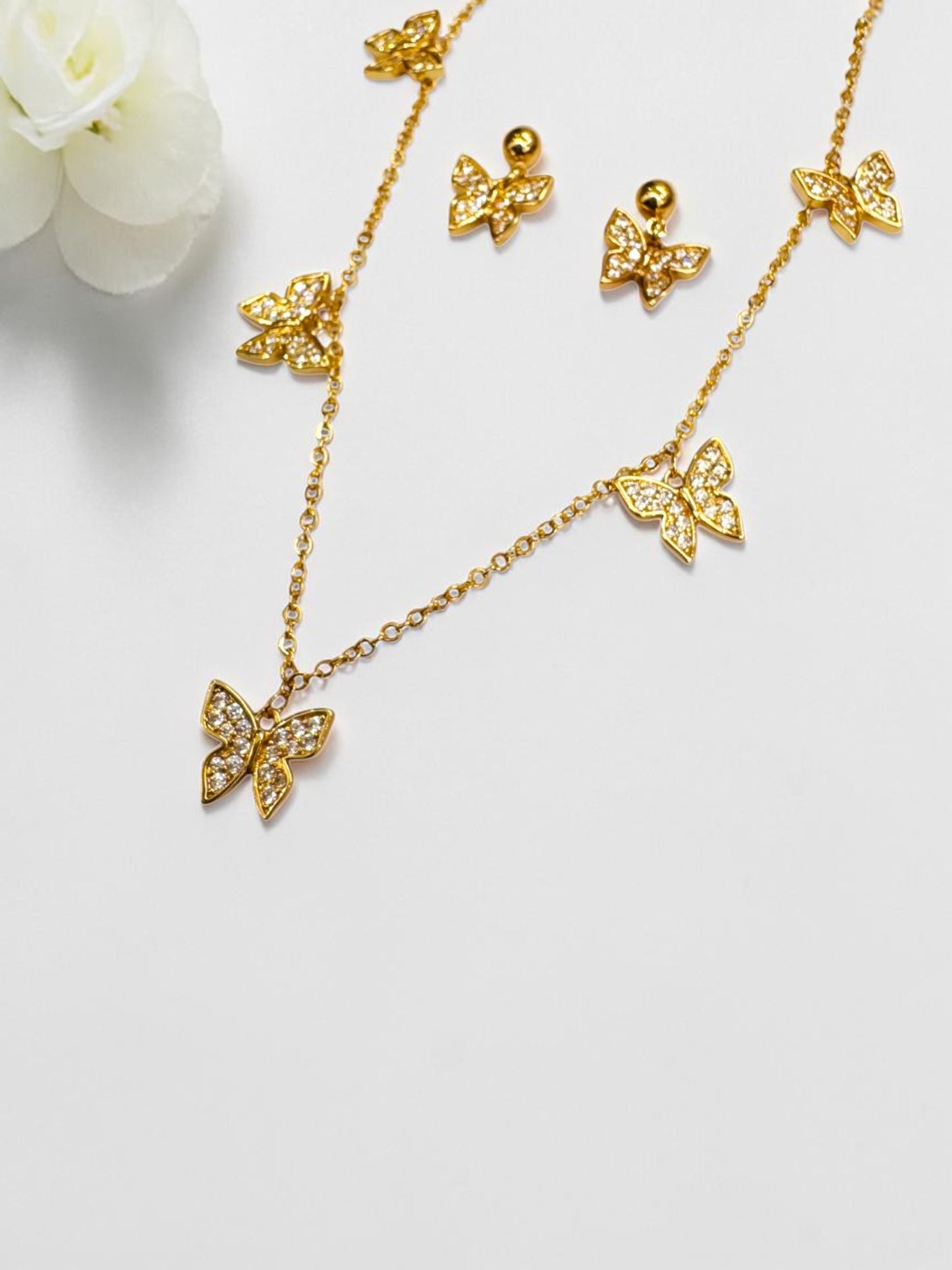 GOLDEN DIAMOND BUTTERFLY EDEN NECKLACE SET