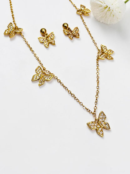 GOLDEN DIAMOND BUTTERFLY EDEN NECKLACE SET