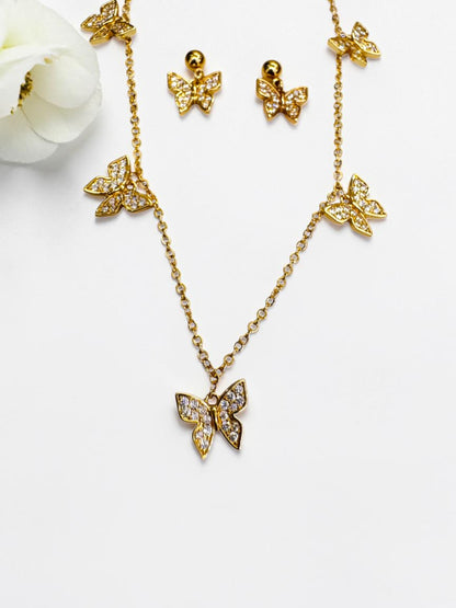 GOLDEN DIAMOND BUTTERFLY EDEN NECKLACE SET