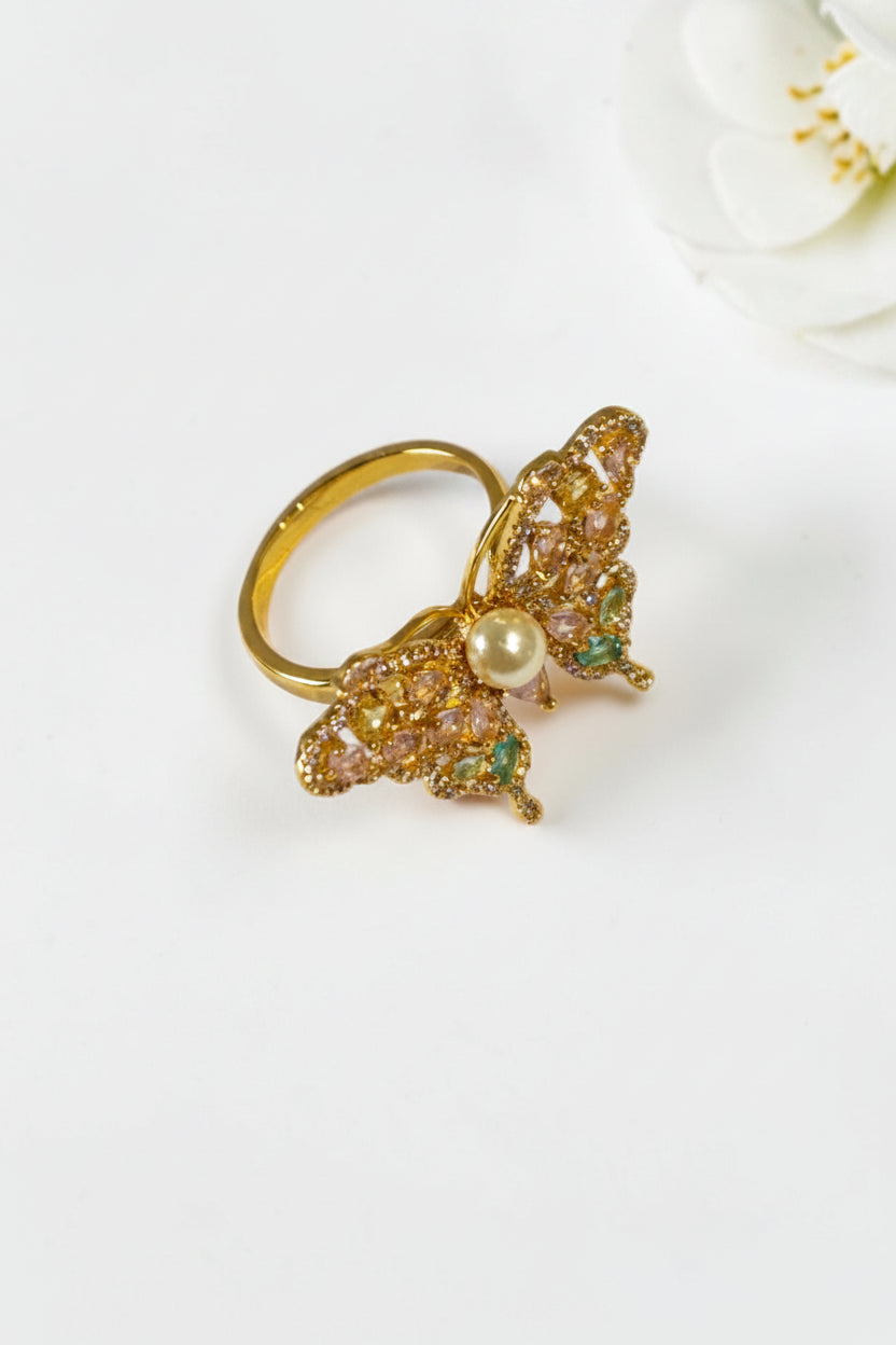 GOLDEN DIAMOND BUTTERFLY HADAR RING