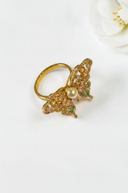 GOLDEN DIAMOND BUTTERFLY HADAR RING