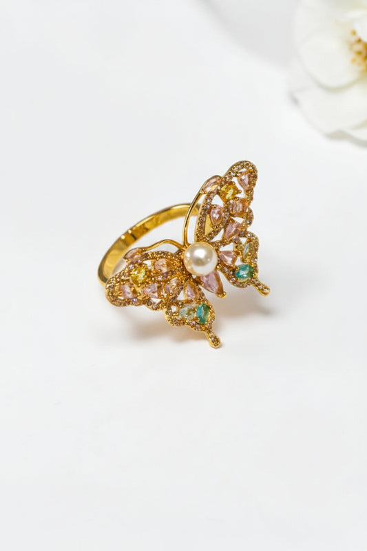 GOLDEN DIAMOND BUTTERFLY HADAR RING