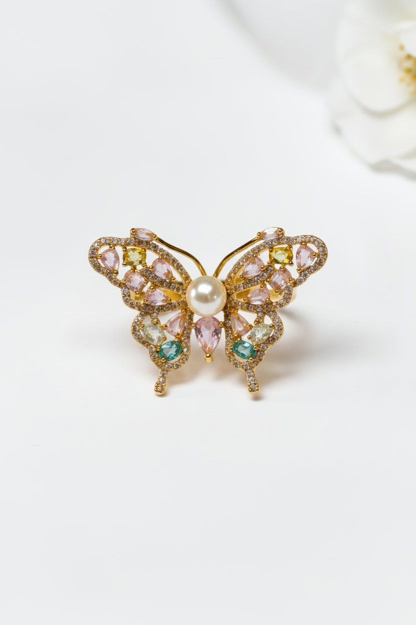 GOLDEN DIAMOND BUTTERFLY HADAR RING