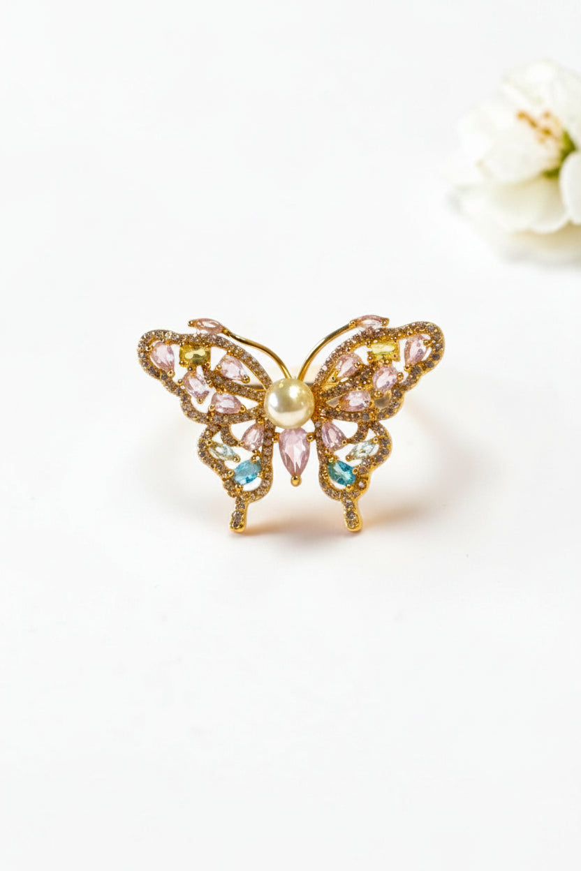 GOLDEN DIAMOND BUTTERFLY HADAR RING