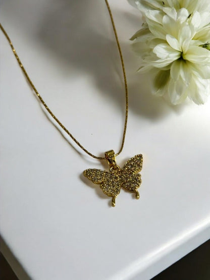 GOLDEN DIAMOND BUTTERFLY KAMDENS NECKLACE