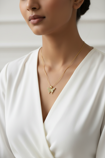 GOLDEN DIAMOND BUTTERFLY KAMDENS NECKLACE