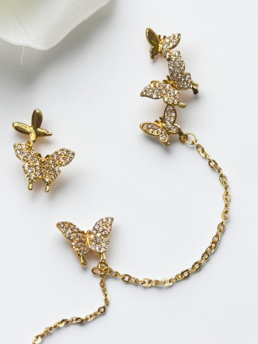 GOLDEN DIAMOND BUTTERFLY LESTER EAR CUFF