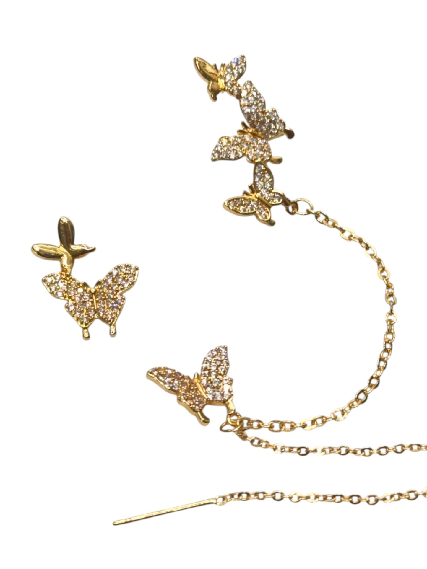 GOLDEN DIAMOND BUTTERFLY LESTER EAR CUFF