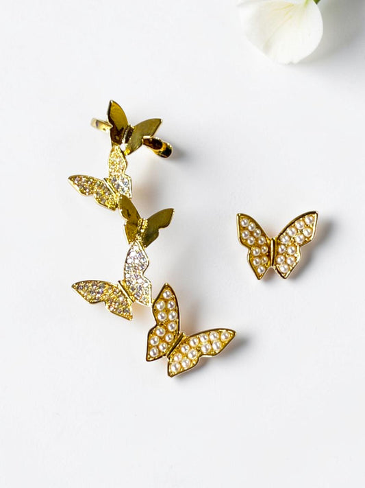 GOLDEN DIAMOND BUTTERFLY MABEL EAR CUFF