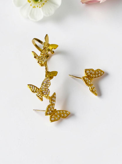 GOLDEN DIAMOND BUTTERFLY MABEL EAR CUFF