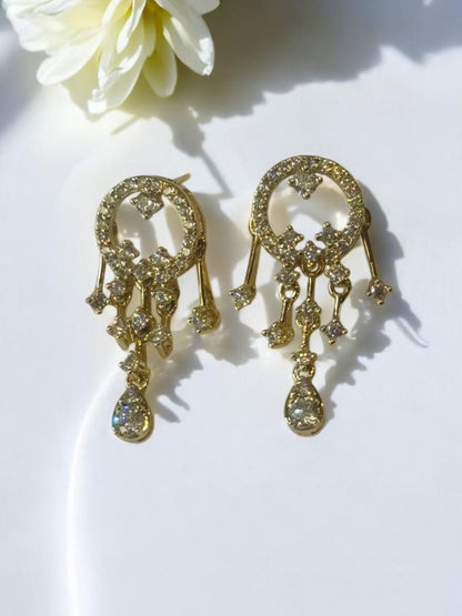 GOLDEN DIAMOND DAISY EARRINGS
