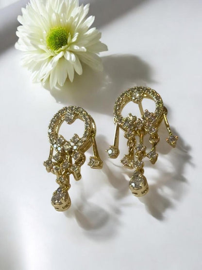 GOLDEN DIAMOND DAISY EARRINGS