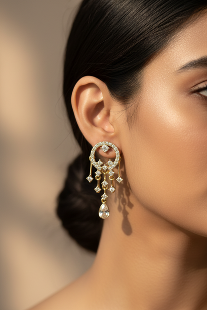 GOLDEN DIAMOND DAISY EARRINGS