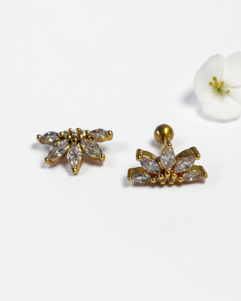 GOLDEN DIAMOND FLORAL NINIE EARRINGS