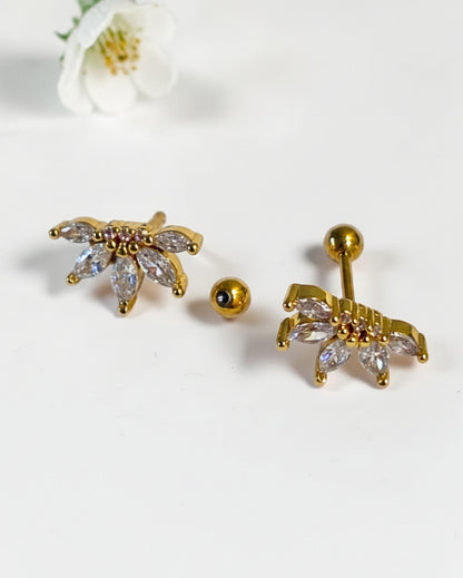 GOLDEN DIAMOND FLORAL NINIE EARRINGS