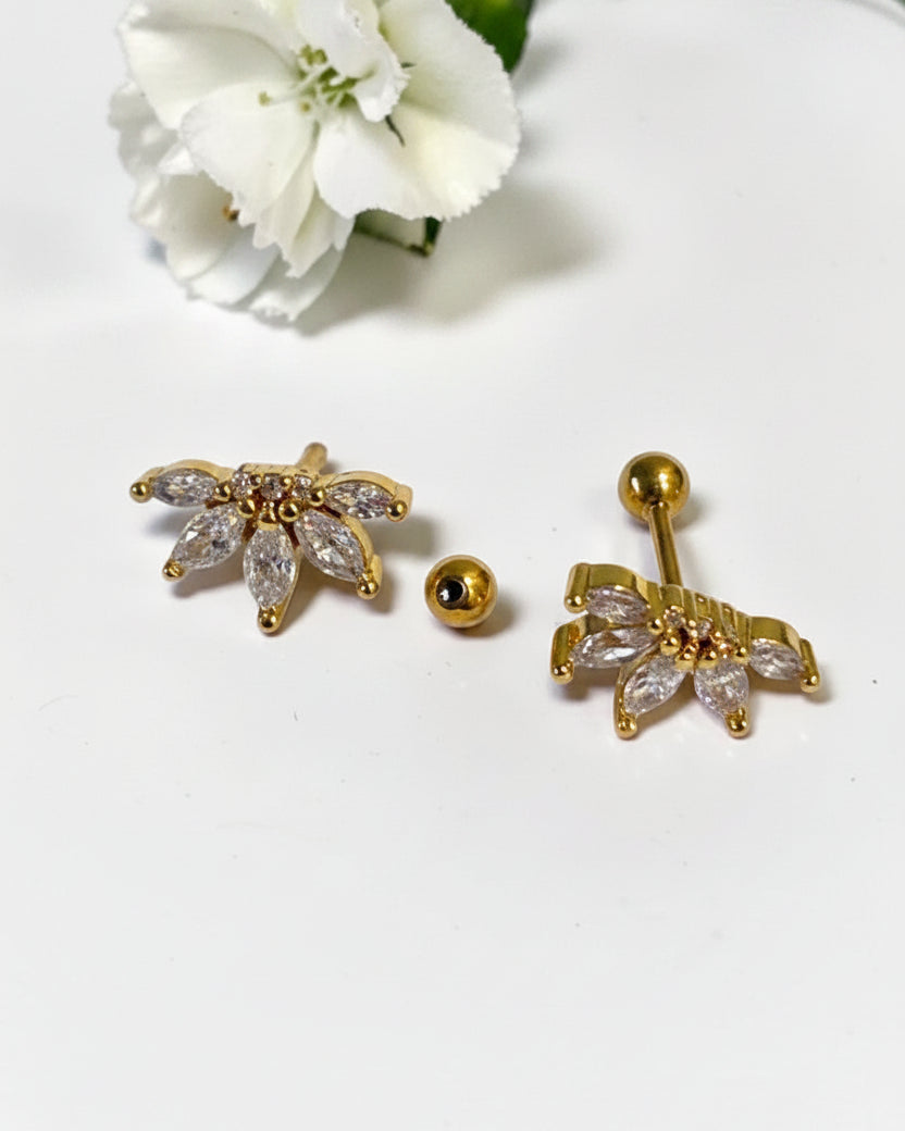 GOLDEN DIAMOND FLORAL NINIE EARRINGS