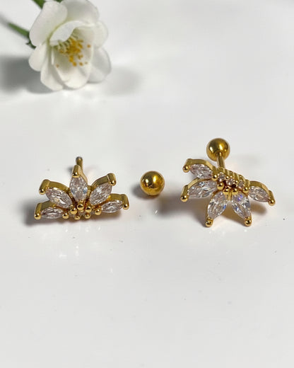 GOLDEN DIAMOND FLORAL NINIE EARRINGS