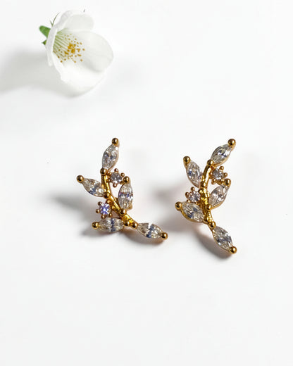 GOLDEN DIAMOND LEAF AZORTE EARRINGS
