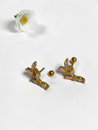 GOLDEN DIAMOND LEAF AZORTE EARRINGS