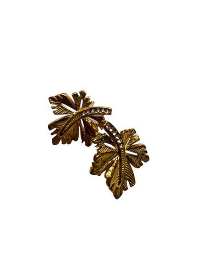 GOLDEN DIAMOND LEAF GRAHAM EARRINGS