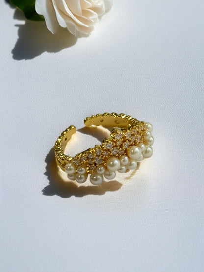GOLDEN DIAMOND PEARL CAIRO RING