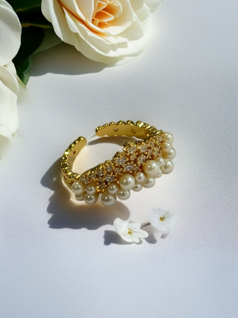 GOLDEN DIAMOND PEARL CAIRO RING