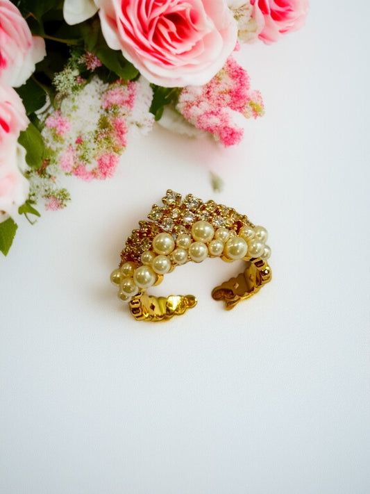 GOLDEN DIAMOND PEARL CAIRO RING