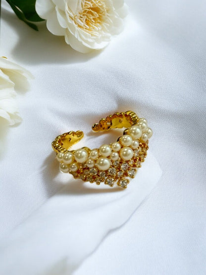 GOLDEN DIAMOND PEARL CAIRO RING