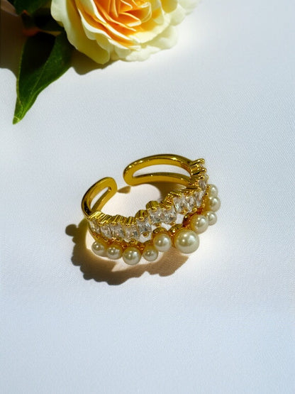 GOLDEN DIAMOND PEARL CESAR RING