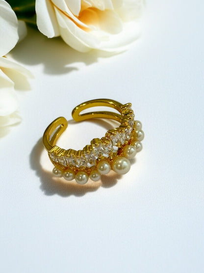 GOLDEN DIAMOND PEARL CESAR RING