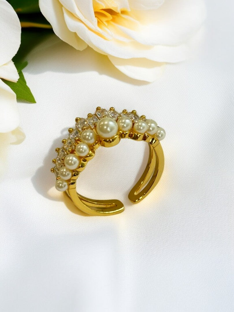 GOLDEN DIAMOND PEARL CESAR RING
