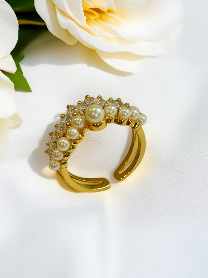 GOLDEN DIAMOND PEARL CESAR RING