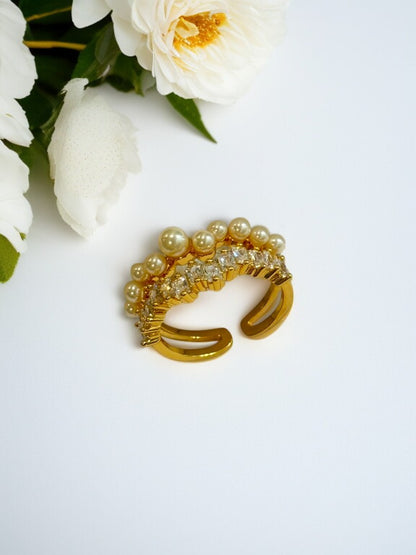 GOLDEN DIAMOND PEARL CESAR RING