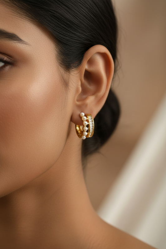 GOLDEN DIAMOND PEARL DAREN EARRINGS