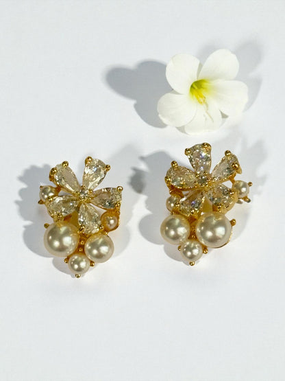 GOLDEN DIAMOND PEARL LAITH EARRINGS