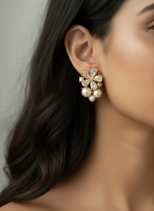 GOLDEN DIAMOND PEARL LAITH EARRINGS
