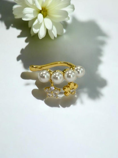 GOLDEN DIAMOND PEARL RYAN EAR CUFF