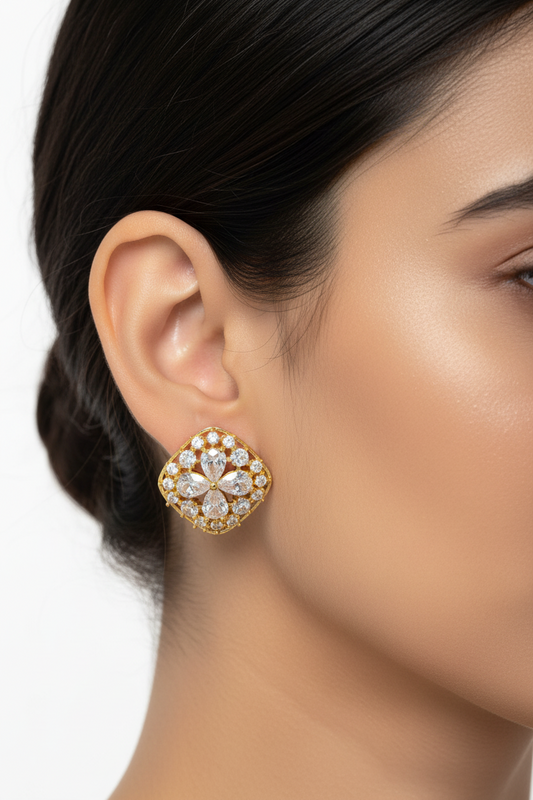GOLDEN DIAMOND RELEY EARRINGS