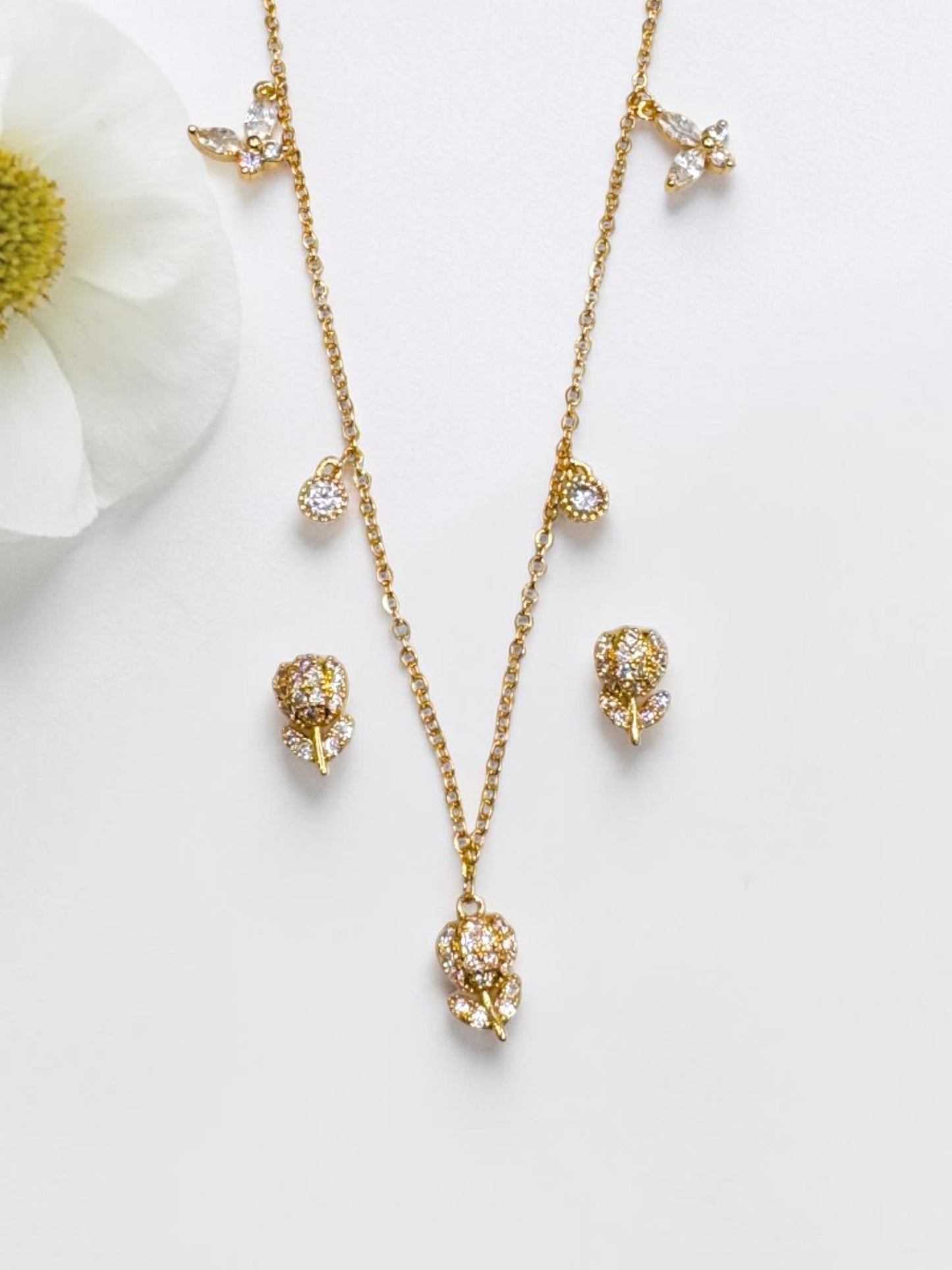 GOLDEN DIAMOND TULIP NATELEY NECKLACE SET