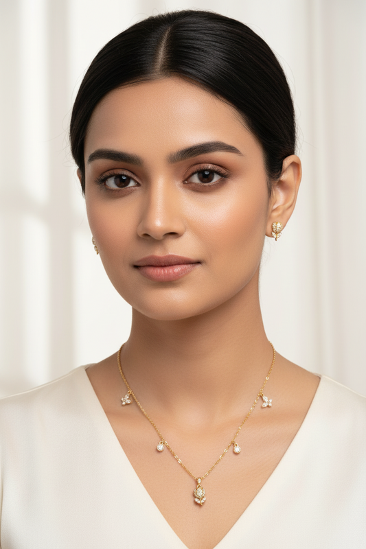 GOLDEN DIAMOND TULIP NATELEY NECKLACE SET