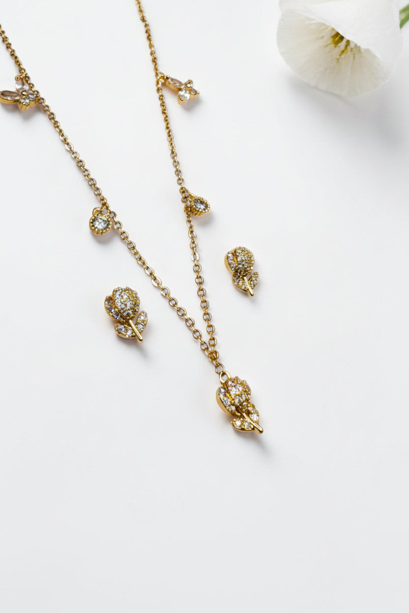 GOLDEN DIAMOND TULIP NATELEY NECKLACE SET