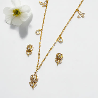 GOLDEN DIAMOND TULIP NATELEY NECKLACE SET