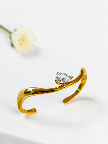 GOLDEN DROP STONE ROBYN BRACELET (CUFF)