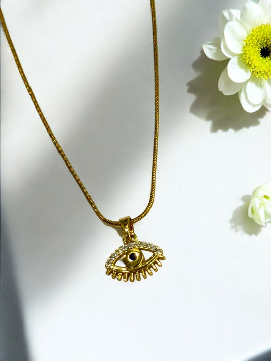 GOLDEN EVIL EYE KANNON NECKLACE