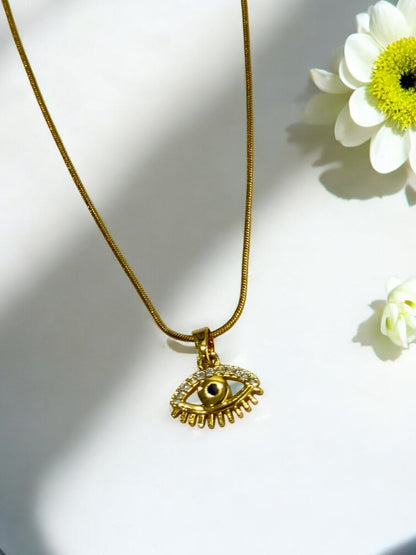 GOLDEN EVIL EYE KANNON NECKLACE