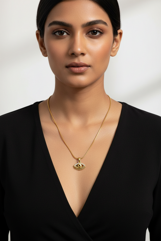 GOLDEN EVIL EYE KANNON NECKLACE
