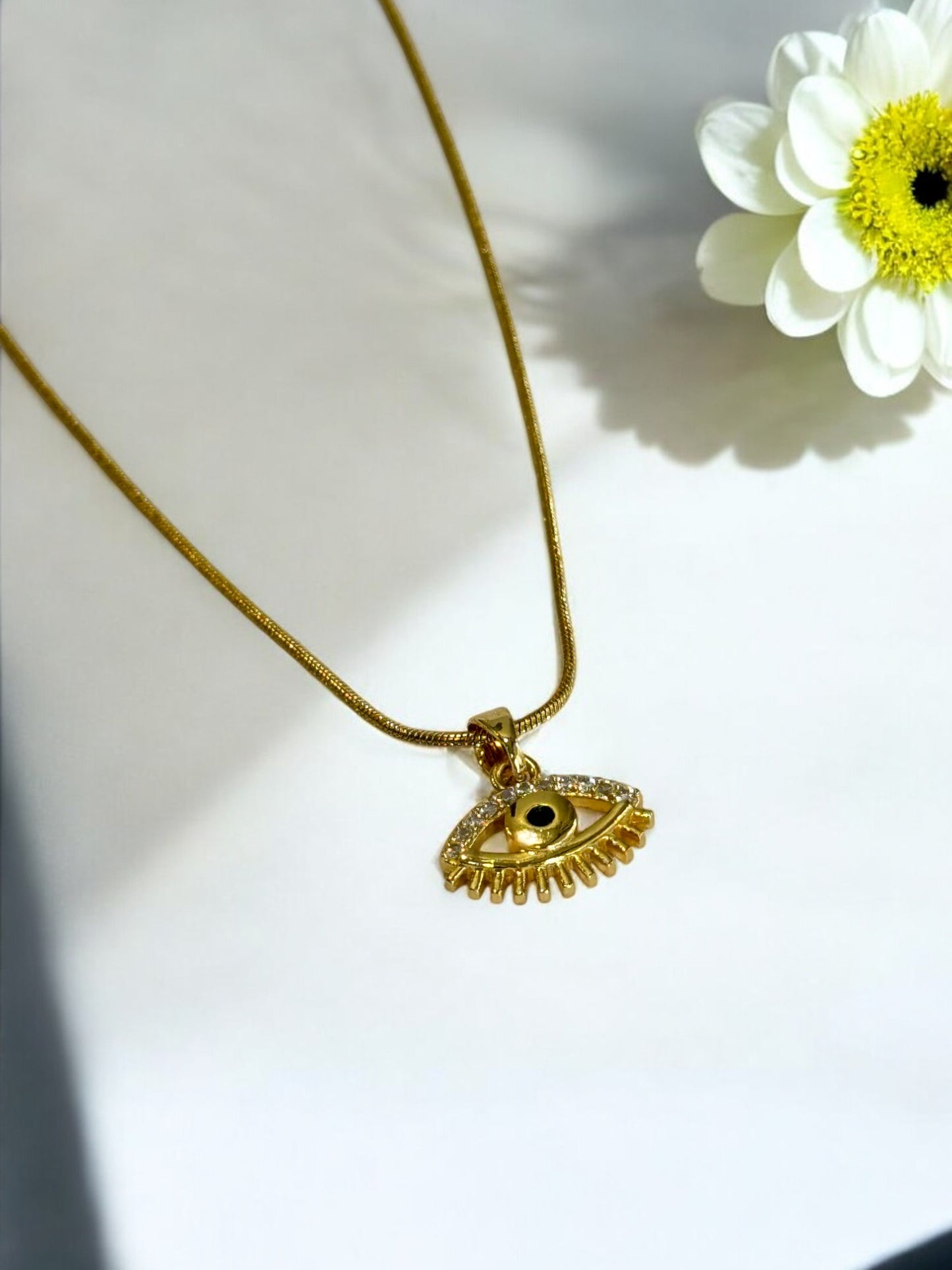 GOLDEN EVIL EYE KANNON NECKLACE