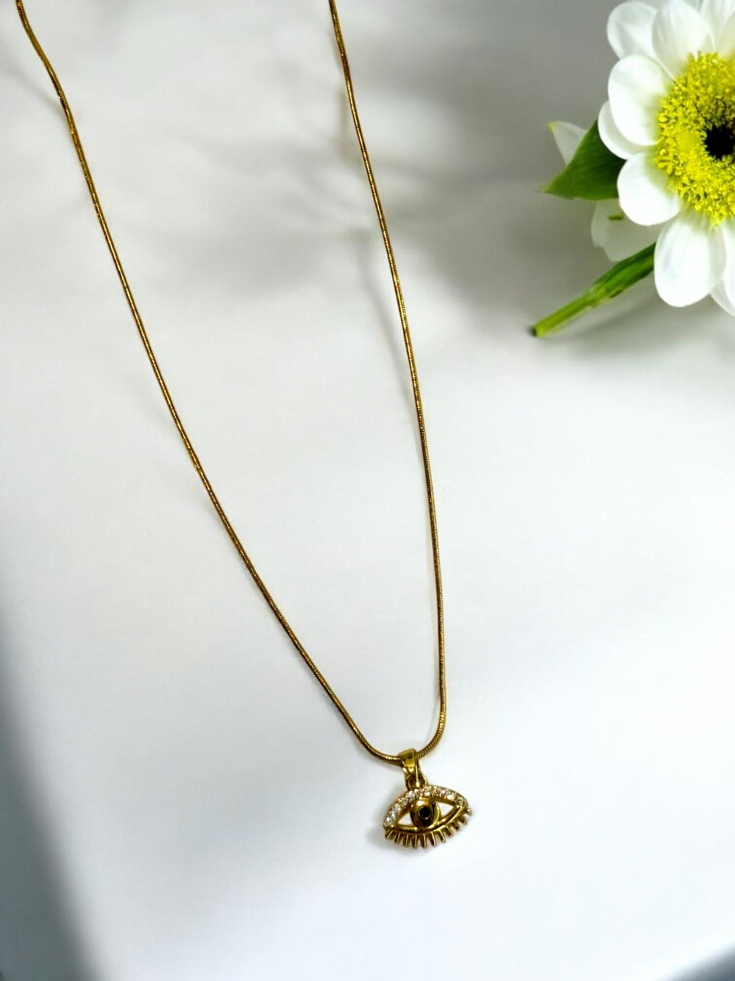 GOLDEN EVIL EYE KANNON NECKLACE